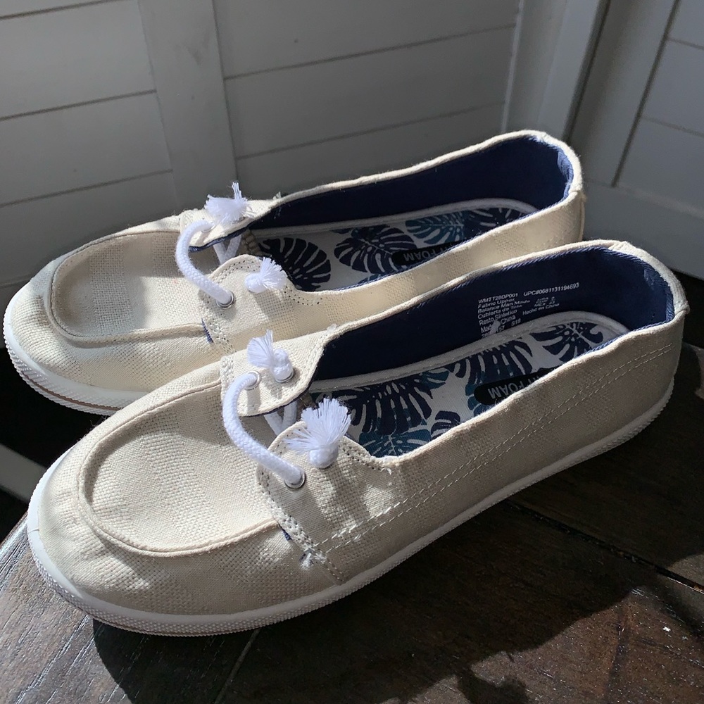 Sonoma beige slip-ons w/ memory foam